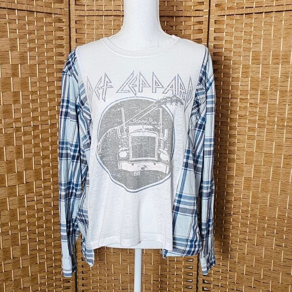 Def Leppard Upcycled Flannel Shirt M-L - Picture 1 of 7